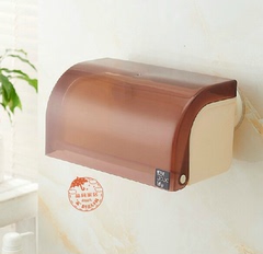 吸盘式卫生纸盒纸巾架洗手间厕所吸壁免打孔防水半透明厕纸盒包邮