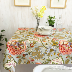 美式乡村田园花朵餐桌布艺 纯棉加厚茶几桌布台布盖布定制