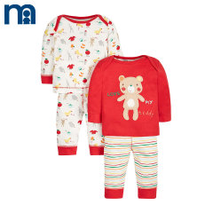 mothercare英国婴幼儿家居服2件装 小熊款棉质新生儿宝宝睡衣套装