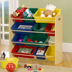 溢彩年华儿童玩具收纳架幼儿园玩具柜实木玩具架大号玩具储物架