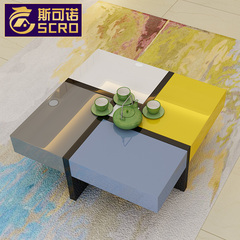 斯可诺 伸缩茶几电视柜组合 简约现代烤漆多功能创意小户型茶桌