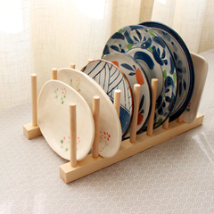 槿年。天然手工木质日式碗筷沥水架子  实木盘子架餐具置物碟子