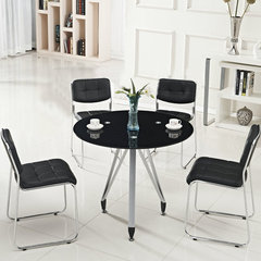 钢化玻璃谈判接待会客洽谈圆形桌椅组合桌子咖啡一桌四椅餐厅饭桌