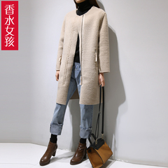 韩国东大门女装2016秋冬韩范潮流加厚羊羔绒外套中长款女气质显瘦