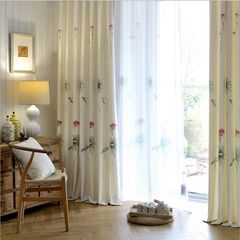 北京上门测量定做简约现代韩式田园丝绒印花布艺窗帘定制卧室客厅