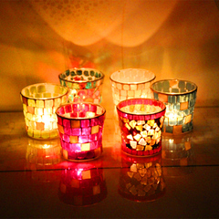 欧式简约创意玻璃蜡烛台摆件 浪漫烛光晚餐道具 酒吧家居装饰品灯