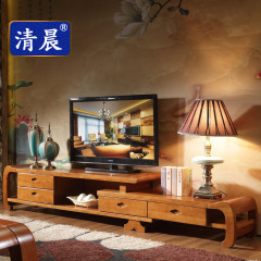 全实木电视柜伸缩地柜现代中式客厅家具多功能矮柜影视柜小户型