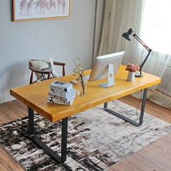 美式复古铁艺实木书桌简约办公桌写字台家用小桌子简易台式电脑桌