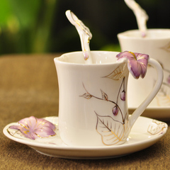 活器 欧式咖啡杯 紫色风情 杯子 陶瓷杯 高档咖啡杯 杯碟套装送礼