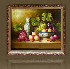欧式手绘正品油画客厅装饰画古典花餐厅玄关壁画有框水果静物X110