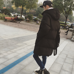 2016冬季情侣棉服青少年韩版中长款加厚连帽棉袄学生宽松面包服厚