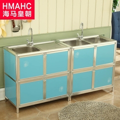 加厚不锈钢洗菜盆柜洗碗柜厨房柜单盆水槽柜橱柜单双洗手盆简易柜