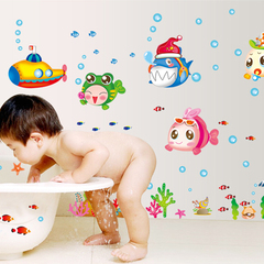 卧室客厅背景墙壁贴画卫生间浴室儿童房卡通创意可移除贴纸泡泡鱼