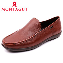 Montagut/梦特娇男鞋透气男士商务休闲皮鞋软皮软底爸爸鞋子