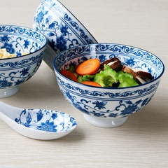敏杨富贵兰日式5英寸企口碗家用微波炉陶瓷饭碗青花瓷器餐具 碗