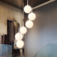 拉牧 创意个性北欧圆形玻璃单头三头吊灯现代简约卧室led餐厅灯具