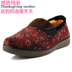 加厚绒中老年冬款棉鞋老北京布鞋低帮平跟妈妈鞋防滑底