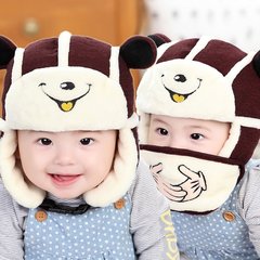 婴儿帽子秋冬6-12个月男女童帽子口罩帽小孩雷锋帽毛绒 宝宝帽子