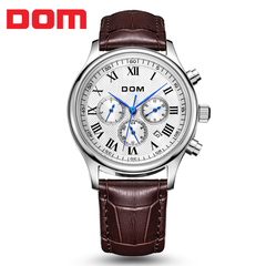 多姆(DOM)手表 男表 多功能自动机械表 皮带表 运动精钢男士手表