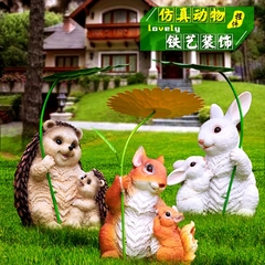 树脂仿真兔子摆件装饰品创意小动物刺猬摆件园林雕塑花园松鼠摆设