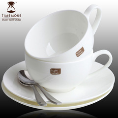 泰摩 典雅简约骨瓷杯咖啡杯子2套装陶瓷欧式咖啡套装 2杯2勺2碟