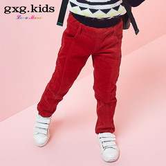 gxg kids童装新品儿童加厚休闲裤春秋红色女童长裤B5302383