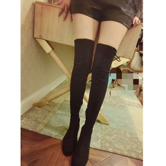 yena高级定制 秋冬必备 显瘦百搭长筒绒面舒适平跟女士过膝长筒靴