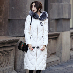 冬季新款中长款韩国版宽松加厚羽绒服衣女装过膝大码狐狸毛领外套