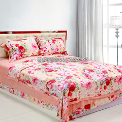 华福床上纯棉四件套植物羊绒布料定制专柜正品床单被套 玫瑰花园