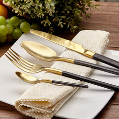 西餐具刀叉勺套装创意磨砂不锈钢甜品金刀叉子勺子黑色牛排银刀叉