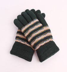 韩版男女秋冬季毛线手套百搭韩版加绒加厚针织学生分指手套冬天