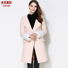 2016冬装新款女装韩版修身毛呢外套中长款军米色毛呢子大衣外套