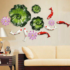 创意家居墙饰房间壁饰客厅电视背景墙面装饰品立体荷叶鱼挂件挂饰