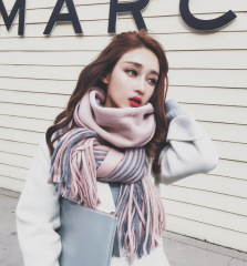 韩版秋冬季学生针织毛线大围巾披肩两用围脖保暖女时尚流苏