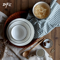 DFC轻食器创意陶瓷餐具套装 骨瓷餐具碗碟套装碗盘筷子勺八件套装