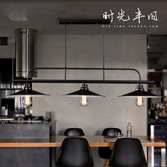 设计师欧式美式工业风创意吧台餐厅田园复古铁艺三头锅盖吊灯
