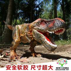 侏罗纪超大号仿真软胶动物手偶恐龙儿童玩具霸王龙异特龙重爪龙