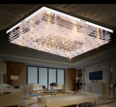大气客厅灯长方形水晶灯卧室平板灯现代LED遥控吸顶灯七彩低压灯
