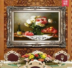 日康 餐厅油画 纯手绘现代欧式壁画水果简约挂画 花卉植物装饰画