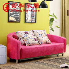 紫桐家居沙发床 可折叠客厅两用推拉多功能布艺懒人双人圆沙发2米