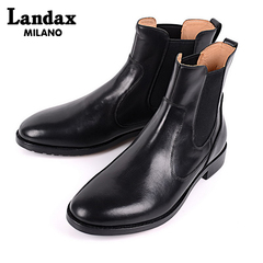Landax新款真皮男靴 意大利手工男士靴子 时尚英伦男短靴 皮军靴