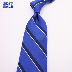 2016年新款深蓝色灯塔标记英伦潮 男士商务职业正装真丝条纹领带