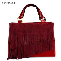 YOTOAST/意多斯2016新款休闲女士韩版流苏包包头层牛皮真皮手提包
