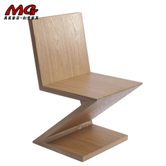 异形实木椅子 S形椅Z形实木餐椅连锁店餐厅椅时尚简约设计师椅子