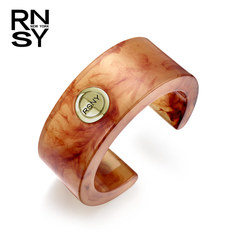 RSNY美国时尚饰品品牌 走秀款豹纹色树脂宽版开口女手镯手环RS056