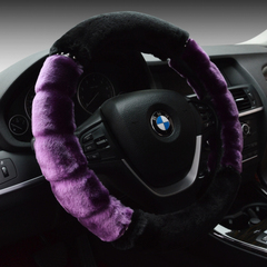 汽车方向盘套冬季毛绒把套适用于宝马奥迪奔驰凯迪拉克大众路虎等