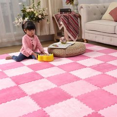 法兰绒拼接地毯客厅茶几地垫儿童卧室宝宝爬行毯防滑家用一套9片