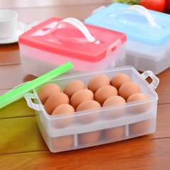 双层多格便携鸡蛋保鲜收纳盒户外塑料冰箱装鸡蛋盒子 保护托