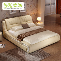 尚闲 真皮床1.8米1.5米双人床软体床皮艺床储物婚床环保卧室床
