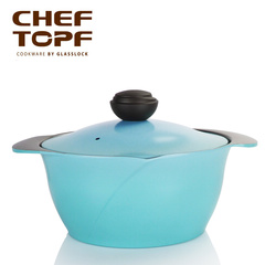 Chef Topf 韩国进口24cm魅蓝陶瓷涂层汤锅 陶瓷盖子 不粘锅玫瑰形